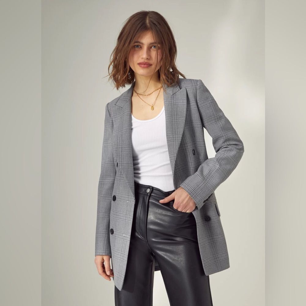 🎀 Wilfred Margaux long plaid blazer peak lapel  4 Aritzia oversized - Picture 2 of 13
